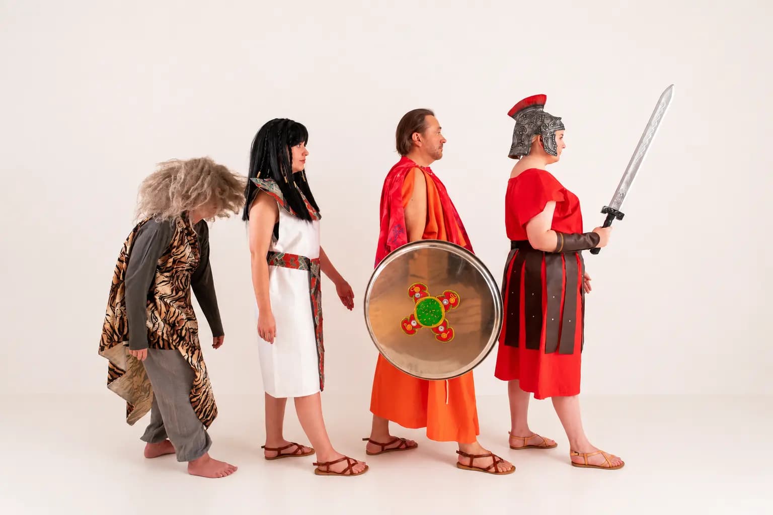 The Drama Patrol performers lined up in a range of history and theatre costumes